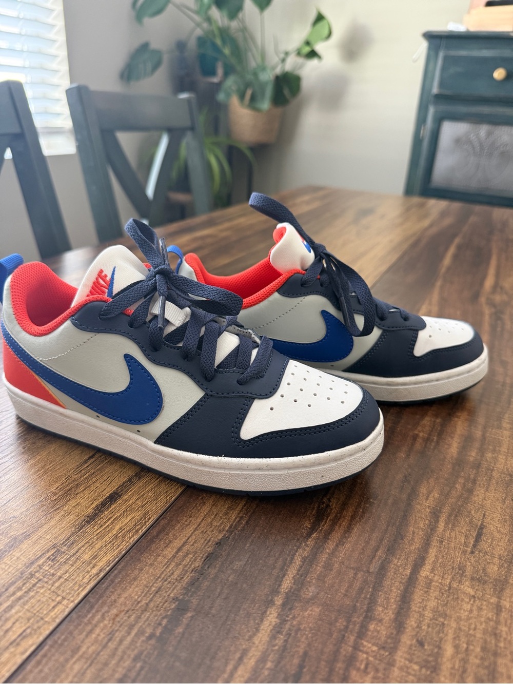 Nike Kids Low-Top Sneakers in Navy/Blue/White with Red Accent
